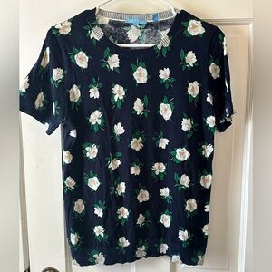 Draper James Magnolia Floral Print Navy Top